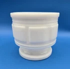 MCM Vintage Randall Milk Glass Jardiniere Block Pattern Pedestal Vase Planter