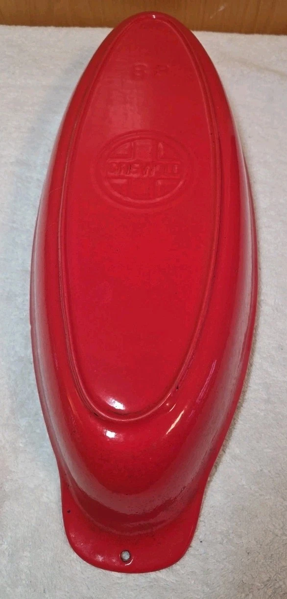 VINTAGE RARE GRISWOLD #82 OVAL FISH BAKING /SERVING RED ENAMEL CAST IRON 1950S