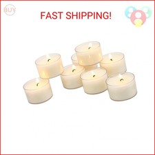 48 Count White Unscented Smokeless Long Burning Clear Cup Tea Light Candles with