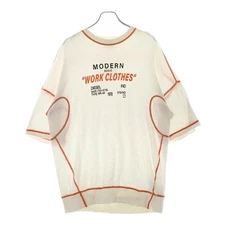 DIESEL 22SS S-ROBERGO Pile Fabric Short Sleeve Logo Print Cut Saw White Used e8e