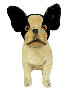 Steiff Antique Seated Bully Bull Dog German FF Button 22cm Mohair Squeaker Rare