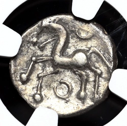 CELTIC GAUL, Aedui. 1st Century BC. Silver Quinarius, Horse, NGC VF