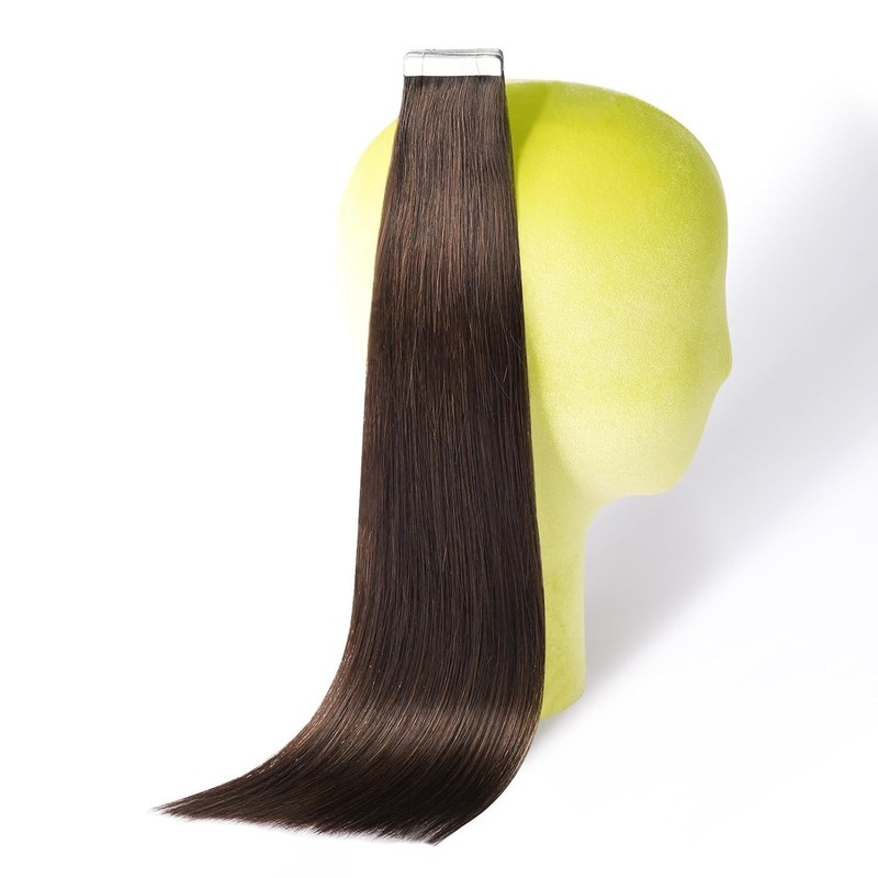 Tape In Hair Extensions Human Hair 16 Inch 20pcs Seamless Straight Invisible
