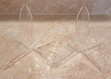 2x Vintage 1983 Enesco Clear Acrylic Easels 6" Tall Display Stand Decor Plates