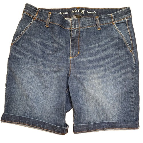 Apt. 9 dunkelmarinee Denim-Bermuda Stretch-Shorts für Damen Taschen Knopf & Reißverschluss Größe 12 - Bild 1 von 7