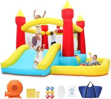 Bounce House with Blower  Slide, 10FT X 10FT X 7FT Kids Bouncy Castle for