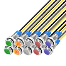 10Pcs 6mm 110V-220VAC LED Metal Indicator Light Waterproof Signal Lamp