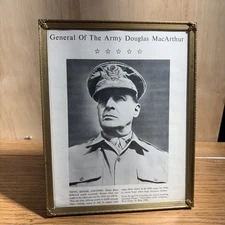 General Douglas MacArthur Framed Photo Black & White In Vintage Frame 8x10