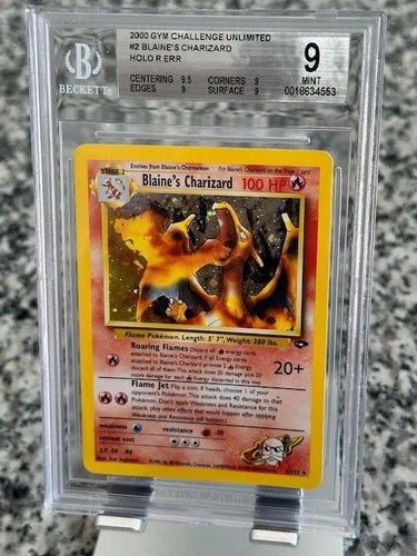 2000 POKEMON GYM CHALLENGE UNLIMITED #2/132 BLAINE'S CHARIZARD HOLO RARE BGS 9