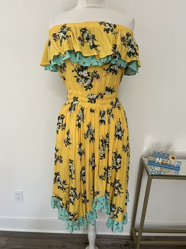 Matilda Jane Women's Size M Yellow Floral Dress Hooked On A Feeling New Washable - Picture 8 of 11