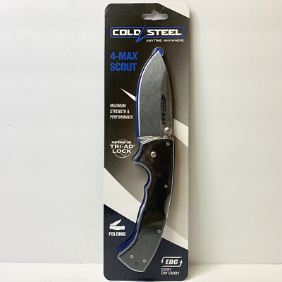 Cold Steel 62RQZ 4-MAX Scout AUS-10A Steel Blade 4  Folding Knife NEW