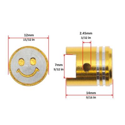 2x Gold CNC Happy Face Piston Tire Valve Stem Dust Caps Gsx-r CBR