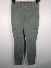 Spanx Pants Women Medium Twill Ankle Cargo Washed Green Pockets Stretch 20311Q