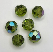 4pc Swarovski Crystal Olivine AB Faceted Round 5000 Beads; 12mm, 14mm, 16mm