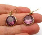 Vintage 10K Yellow Arabic Gold Violet Purple Sapphire Earrings [E216] — photo 6