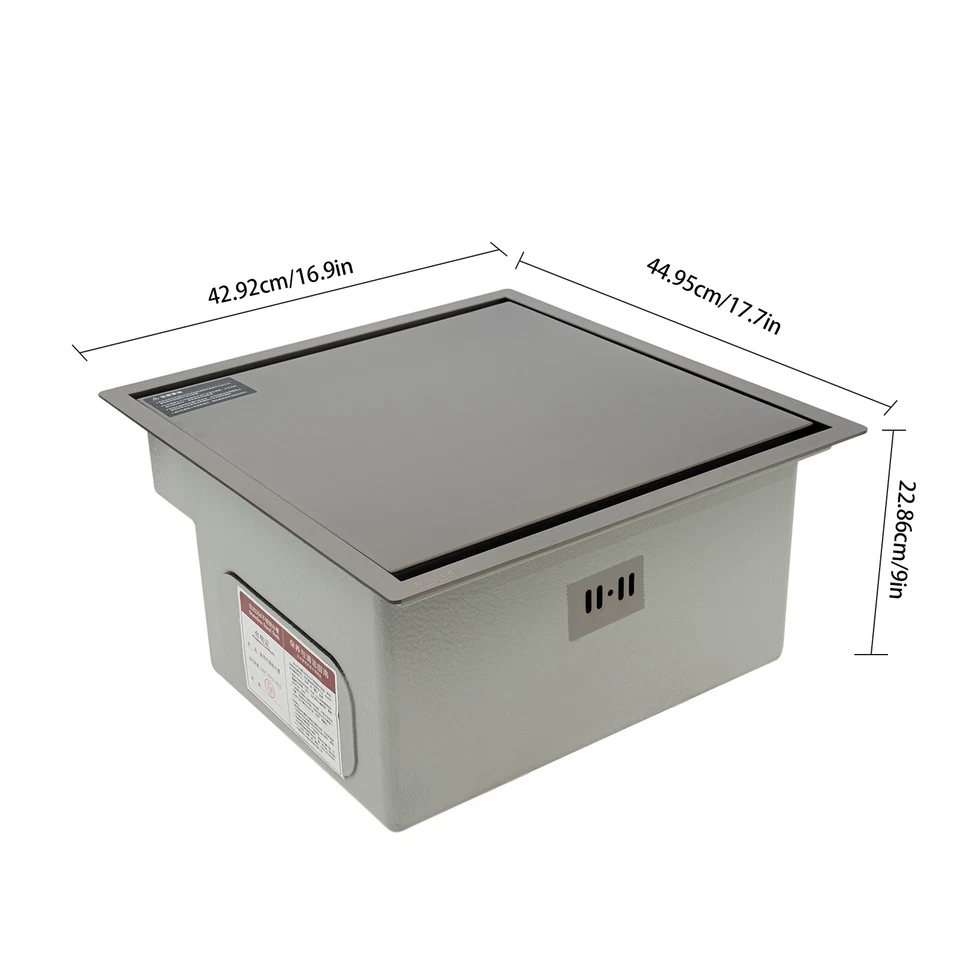 17.7*16.9*9inch Hidden Kitchen Sink, Single Bowl Sink, Stainless Steel Sink - Image 3 of 4