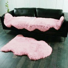 New Soft Sheepskin Rug Plain Fluffy Skin Faux Fur Fake Rug Cheap Washable Mats
