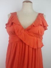 Kenneth Cole Reaction RN 73156 Orange Sleeveless V-Neck Sundress Size L    (B14)