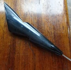 antique art deco carved BAKELITE jet black abstract hat pin -363