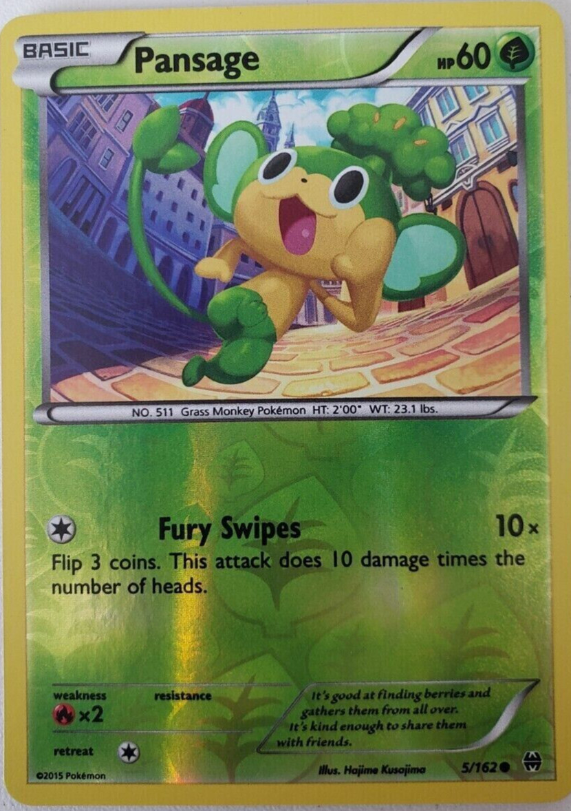 Pansage 5/162 Breakthrough Reverse Holo Common Light Play Pokemon DNA GAMES