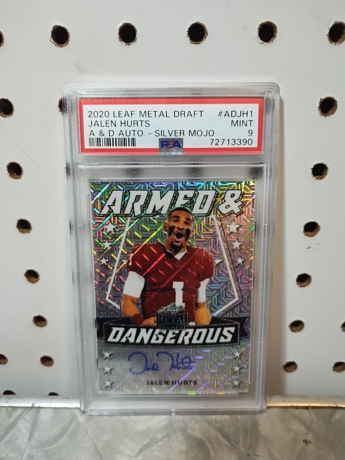 Jalen Hurts Leaf Metal Draft Armed & Dangerous Autographs #ADJH1 Silver Mojo