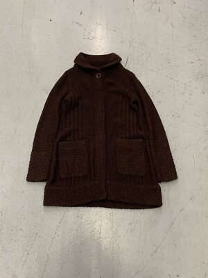 Prana Womens Elsin Longline Button Up Sweater XS Knit Brown Coat Duster 