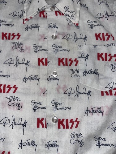 Camisa de pijama Aucoin 1978 vintage Kiss por IMAGE impresión total difícil de encontrar talla 8 - Imagen 2 de 11