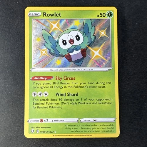 Rowlet SV001/SV122 Shining Fates: Shiny Vault Holo Pokemon