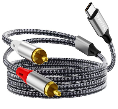 Digital USB-C to 2 RCA Audio Cable Type C to RCA Male Adapter Car AUX Stereo