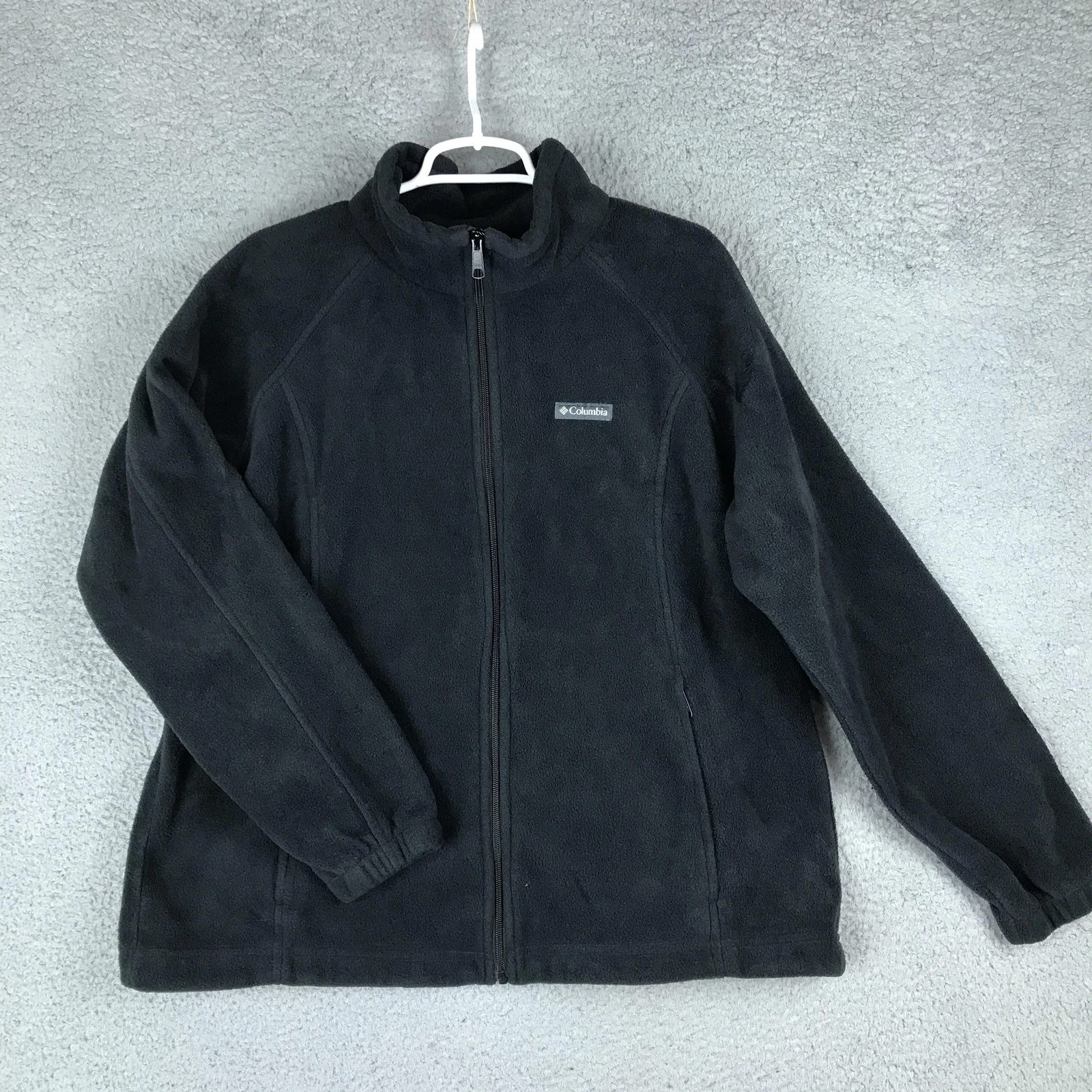 Columbia Jacket Mens Large Black Fleece Full Zip Outdoors Hiking Warm XW6578