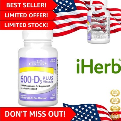 Unflavored Calcium 600 Plus D3 & Minerals - 120 Easy-to-Swallow Tablets