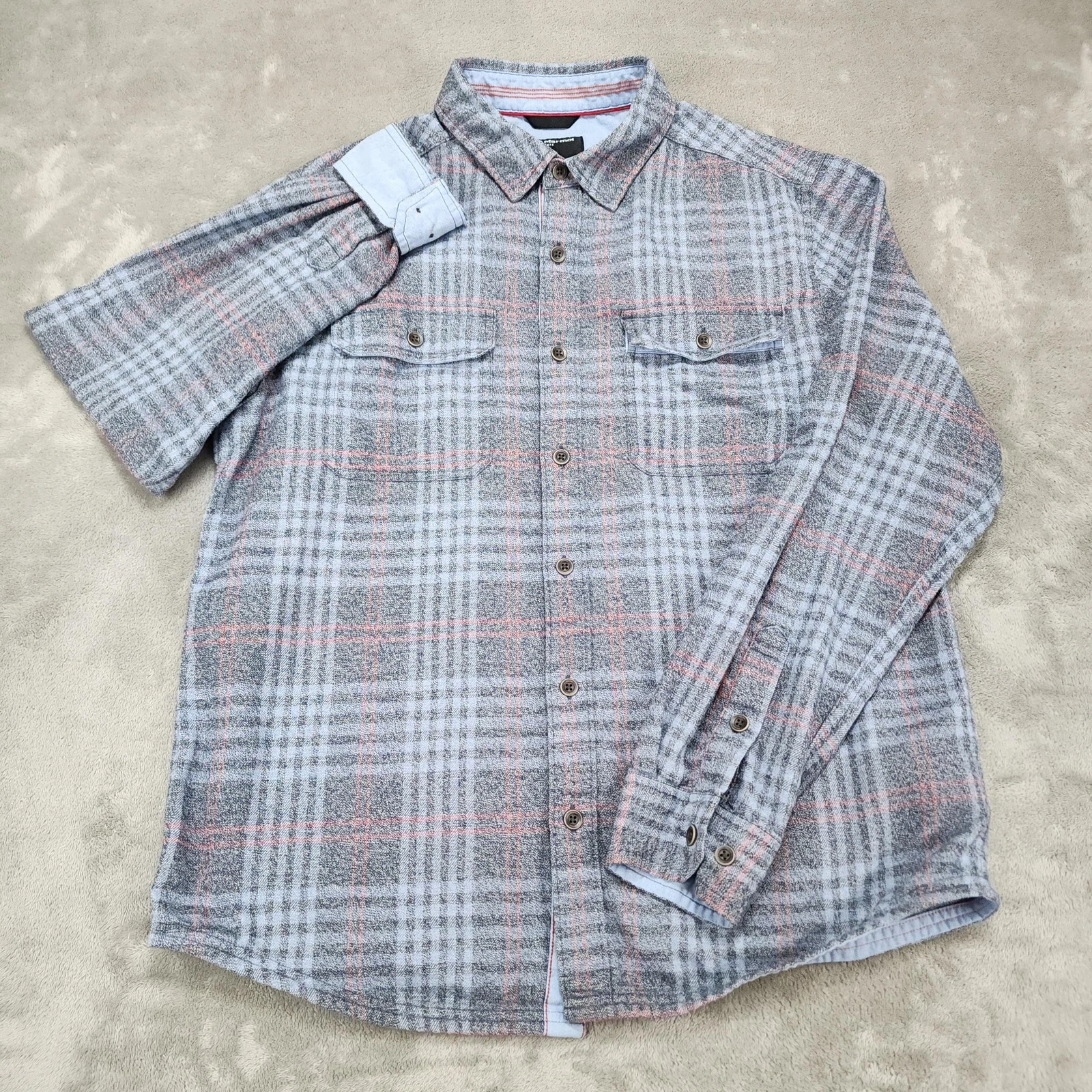 Marmot Shirt Mens Large Gray Red Plaid Flannel Button Front Outdoor Hiking
