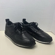 Alexander McQueen Black Leather Espadrille Women's Sneakers Lace Up Size 38/8US