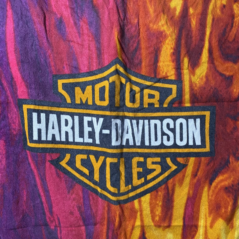 2 Toalla de baño de playa Harley Davidson Motorcycles logotipo de llama 2010 *Leer* Foto 3 de 4