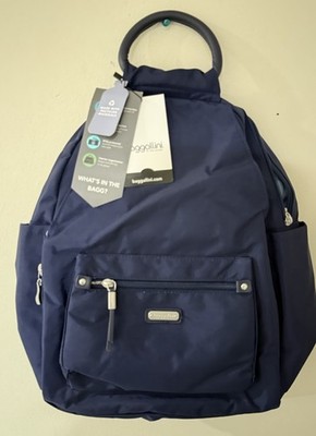 Baggallini All Day AntiTheft RFID Nylon Backpack & Wristlet NAVY New MSRP $98
