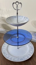 Custom Sheffield Blue Whisper 3-Tiered Serving Tray Cake Stand Tea Party Wedding