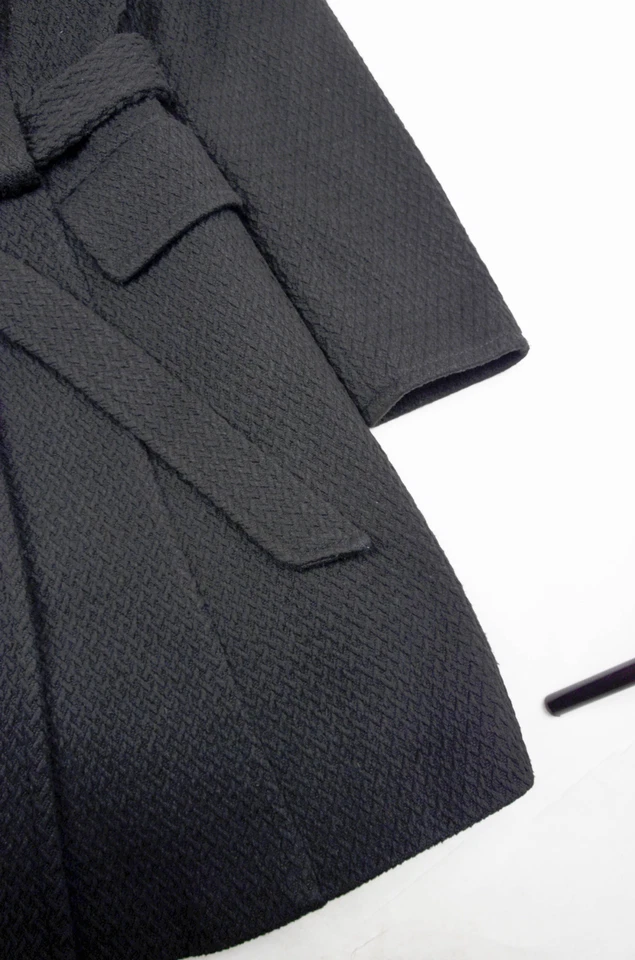 Dolce & Gabbana D&G Black Wool Blend Coat with Belt – Floral Lining – Size M - Image 4 of 4