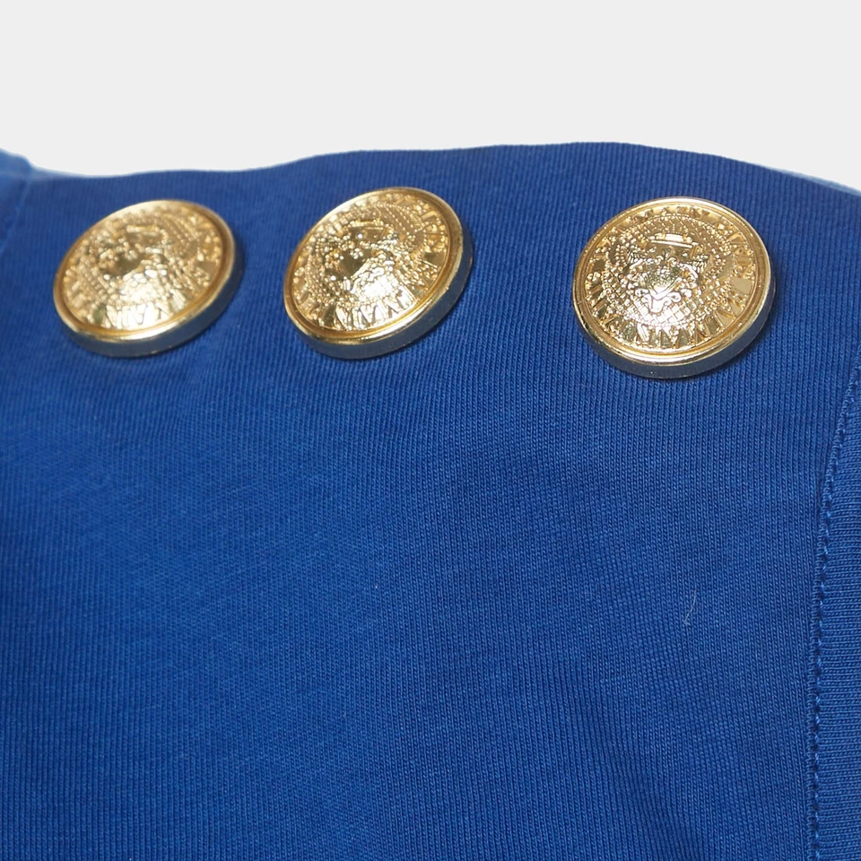 Débardeur en coton imprimé logo bleu Balmain M - Photo 4/4