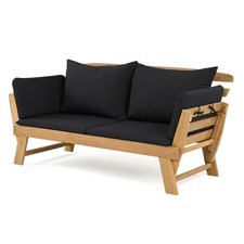 3 in 1 Convertible Cushioned Loveseat Lounger Couch with Pillows Black