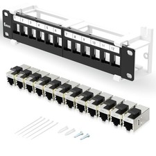 Enmane 12 Port Patch Panel CAT7 Keystone Patch Panel Wall Mount 10 Inch Bracket