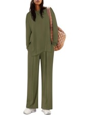 Womens Sets Piece Outfits Fall Side Split Sweatshirt And Wide Leg Sweatpants ...