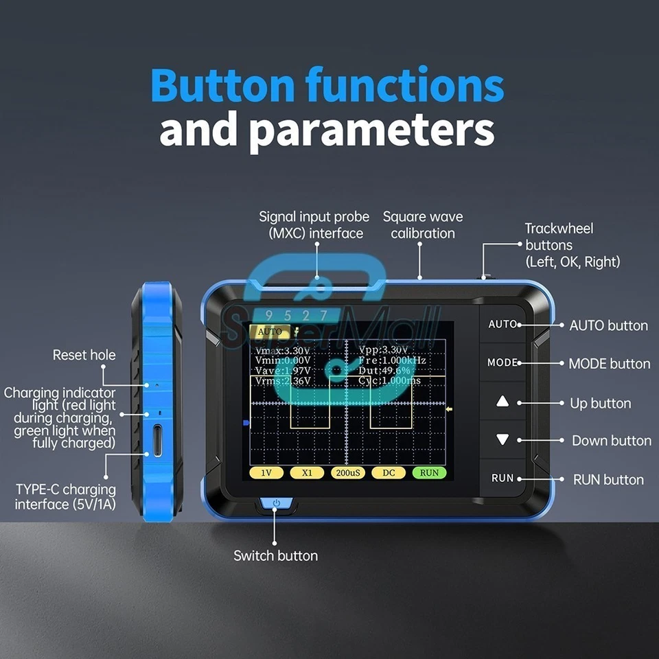 Mini osciloscopio digital portátil tipo C FNIRSI DSO152 EE. UU. Foto 3 de 4
