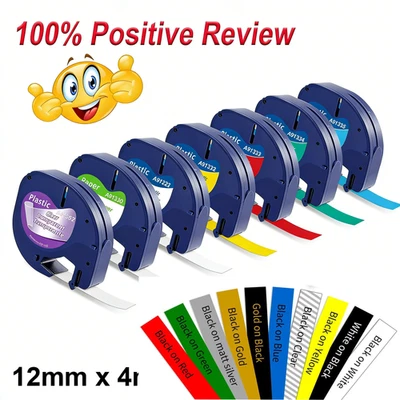 OOZMAS 7PK Dymo Letratag Refill 91331 91330 White Plastic 12mm Label Tape 1/2" LT-100H