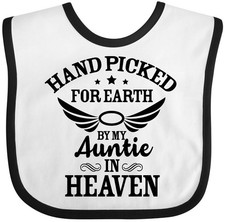 Inktastic Handpicked For Earth By My Auntie In Heaven With Angel Wings Baby Bib