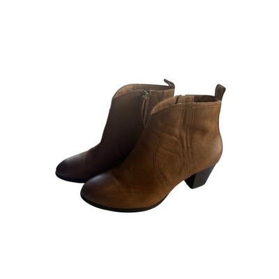 Vionic Raina Ankle Boots Women's SZ 9 ORTHOPTIC Brown Leather Block Heel Zip Up
