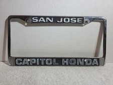 Vintage SAN JOSE CAPITOL HONDA License Plate Frame