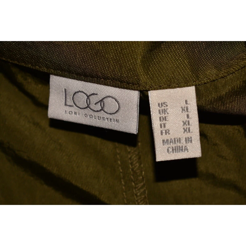 LOGO LORI GOLDSTEIN NEW $94 Nylon Zip Front Jacket Dark Olive Large - Image 3 of 3