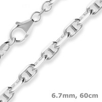 6,7Mm Ankerkette-Steg Silberkette Collier Halskette Aus 925 Silber 60Cm