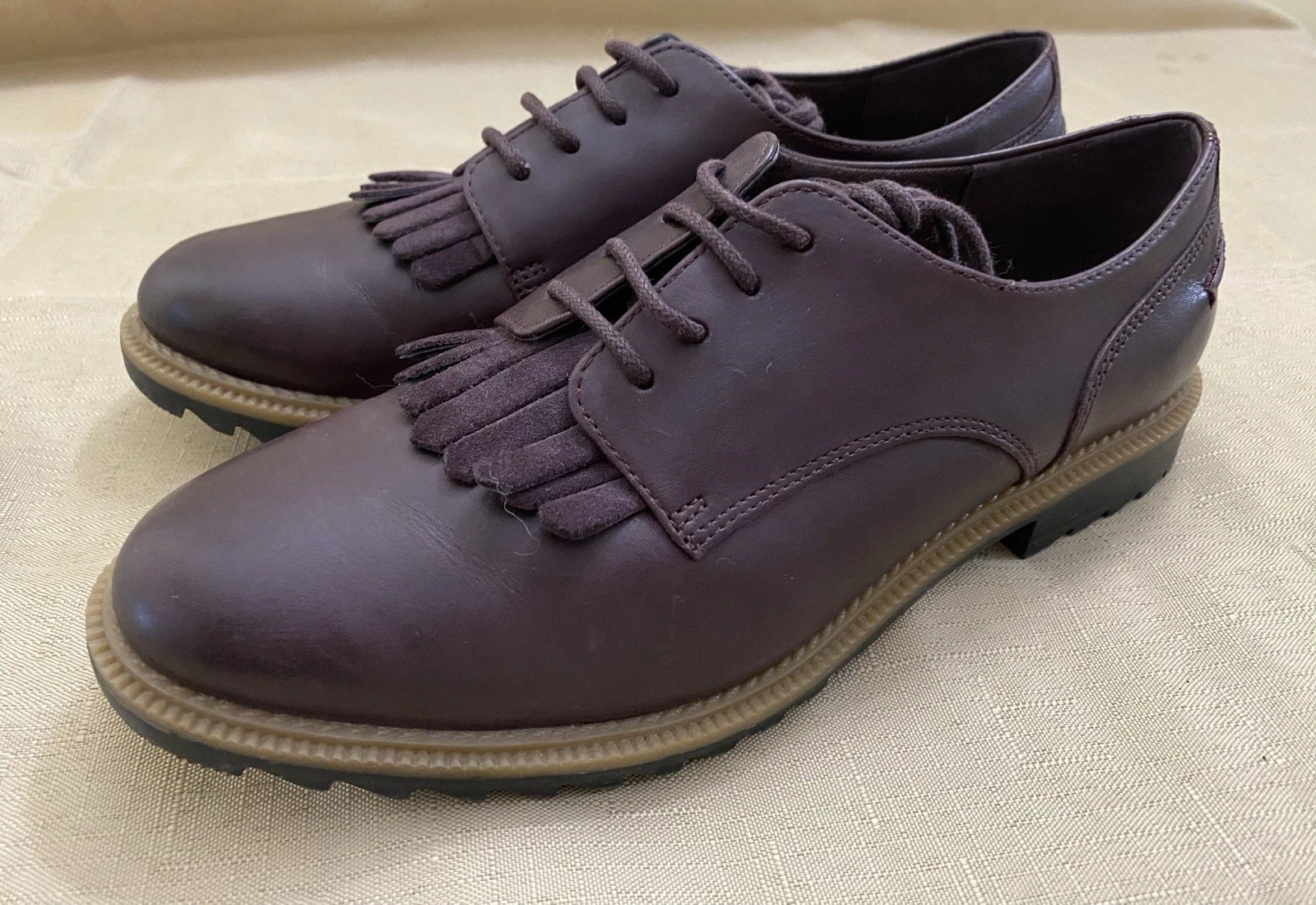 Mocassino kilty Clarks Somerset donna Griffin Mabel Oxford frange basse 8 M preppy