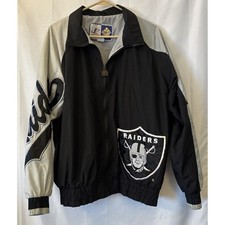 Vtg OAKLAND RAIDERS Logo Athletics Jacket LG Windbreaker 90s NFL Arm Spell out
